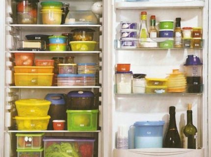 Almacenamiento adecuado de alimentos en el refrigerador.