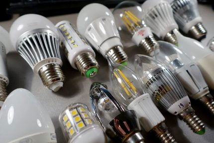 A variety of models of LED lamps