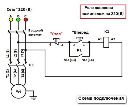 Schemat podłączenia przekaźnika 220 V.
