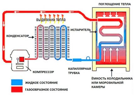 The scheme of the compressor refrigerator