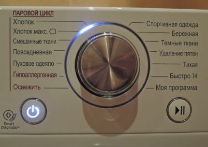 Testmodus van de wasmachine