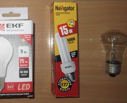 Osvetľovacie žiarovky rôznych typov