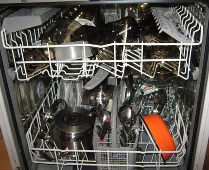 Dishwasher with loaded dishes