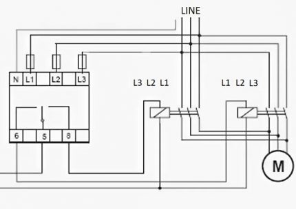 Schéma de connexion du relais de contrôle de phase