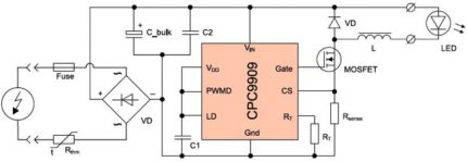 Circuitul electric multifuncțional al lămpii cu LED