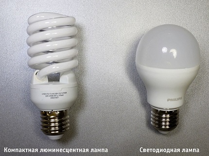 Comparación de la lámpara