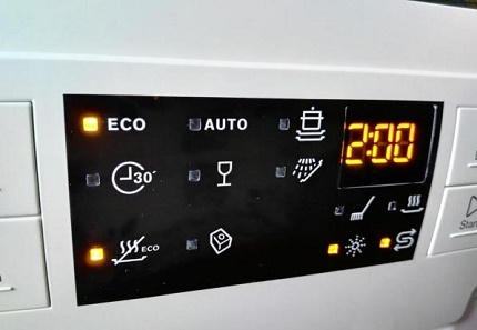 Indikace na ovládacím panelu myčky Electrolux