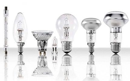 Different types of halogen lamps