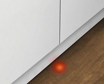 Dishwasher with beam function on the floor