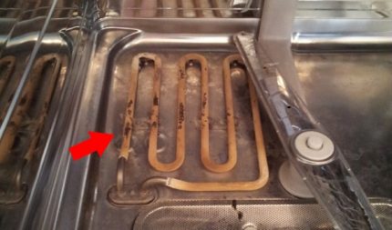 Cleaning the heater in the dishwasher