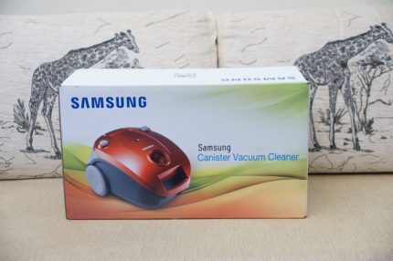 „Samsung“ dulkių siurblio pakuotė