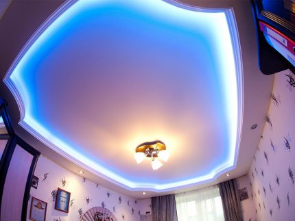 Stretch ceiling decoration with LED strip