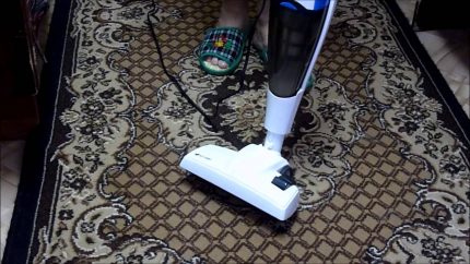 Nettoyage de tapis avec un aspirateur vertical