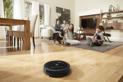 Washing robot vacuum cleaner in the interior