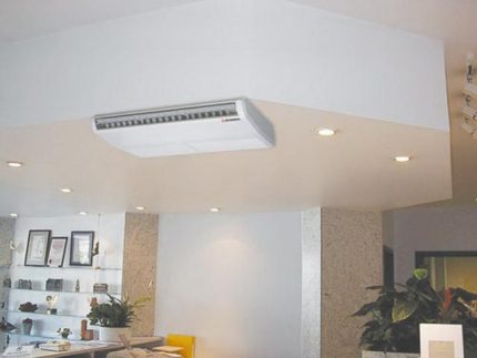 An example of placing a floor-and-ceiling device
