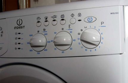 Panel de control de lavadora
