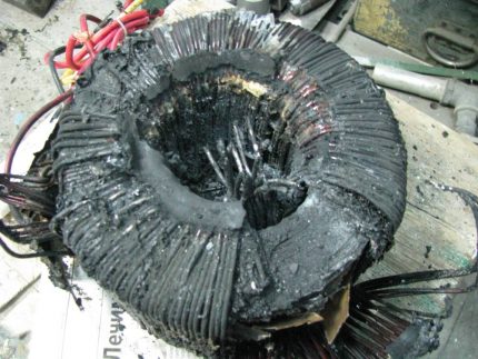 Burnt electric motor of the refrigerator