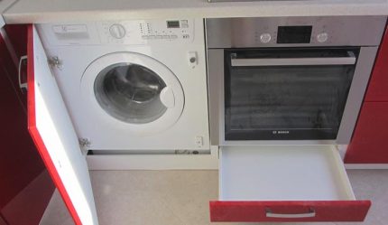 Integruota skalbimo mašina virtuvėje