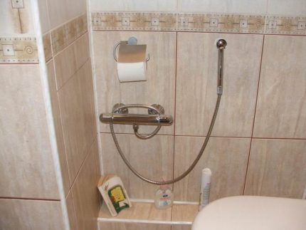 Hygienische Dusche mit langem Schlauch