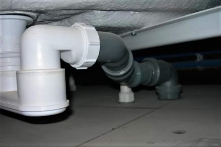 Pipes under the bathroom