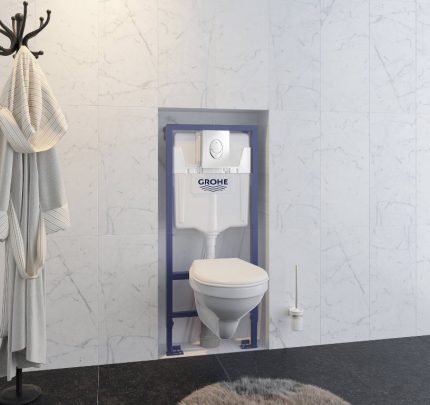Complete set of device for hanging toilet