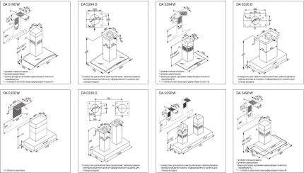 Примери за схеми за инсталиране на качулка