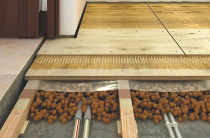Expanded clay perfectly insulates the floor