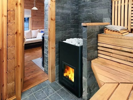 Gas and wood stove in Russian and Finnish bath
