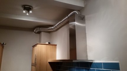 Ventilation duct from gas stove