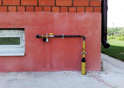 Gas outlet at the foundation of the house