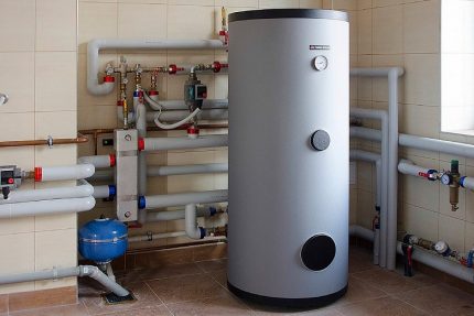 Indirect heating boiler in the boiler room