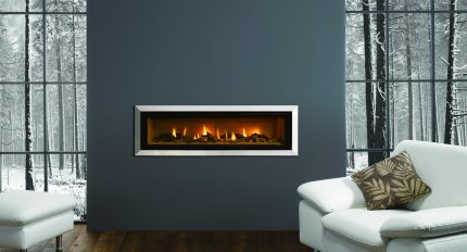 gas fireplace with a linear burner