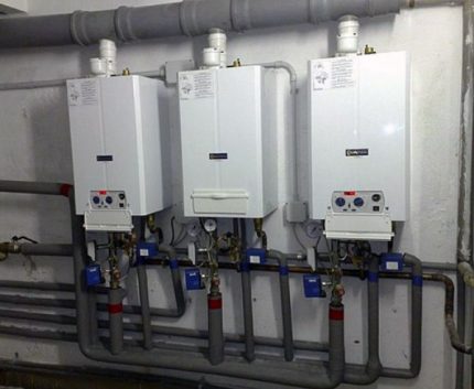 Condensate boiler group in a boiler room