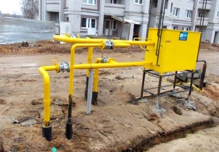 Gas installation for supplying MKD