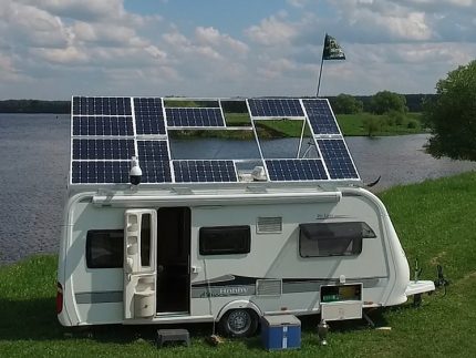Camper with solar panels