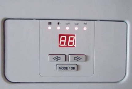Error code on the boiler display