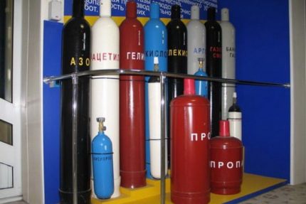 Färgade behållare för gas