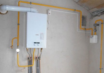 Example of connecting a gas boiler to communications