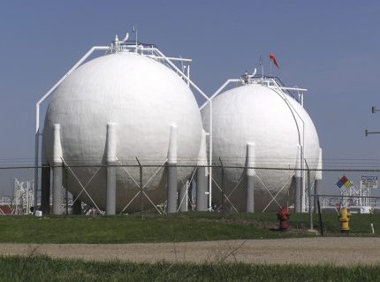 Huge gas storage tanks