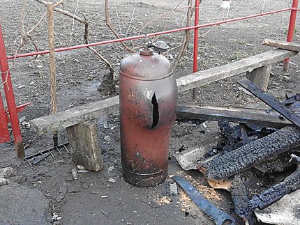 Torn gas bottle