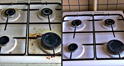 Enameled surface of a gas stove