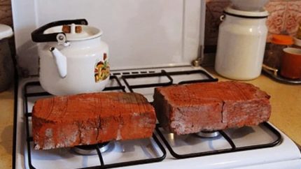 Heating bricks on a gas stove