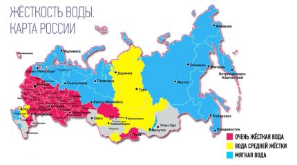 Mapa tvrdosti vody podle regionů