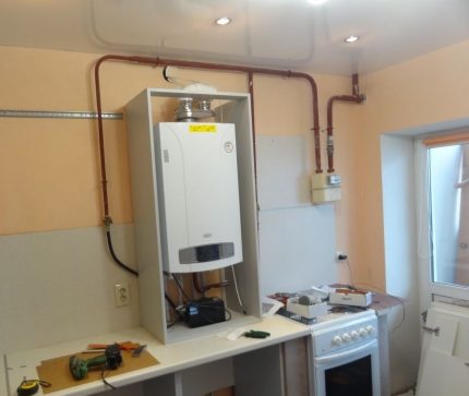 Place for a gas boiler in the kitchen