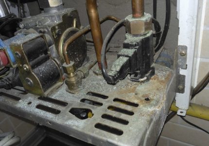 Damage inside the boiler