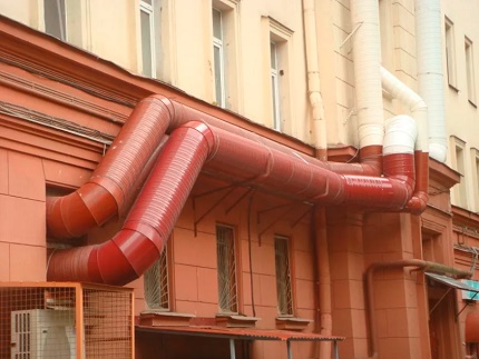 Ducts outside the building