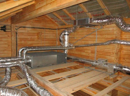 Ventilation system with recuperator in the attic