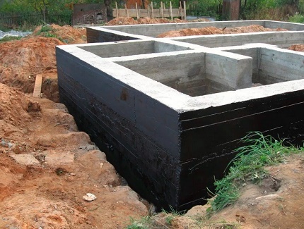 Waterproofing of a foundation immersed in soil