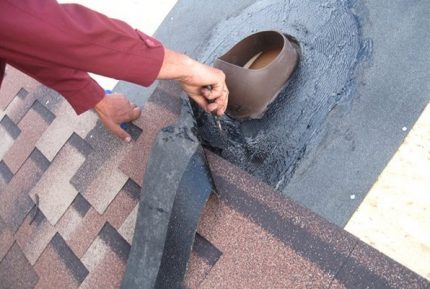 Installation of a passage flange on a soft roof
