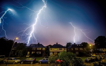 Lightning hits a private house